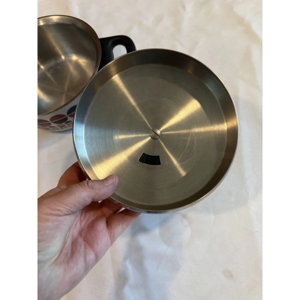 VTG Fissler Solar Dot Stainless Steel Pots Mid Century Set Of 2 W/ Vented Lids